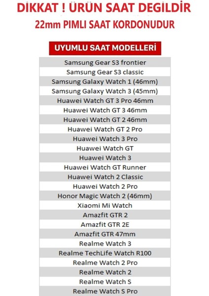 Huawei Gt / Gt2 / Gt2 Pro / Gt3 / Gt 3 Pro -Honor Magic Watch 2 46MM -Samsung Gear Watch 46MM Silikon Kordon modelleri
