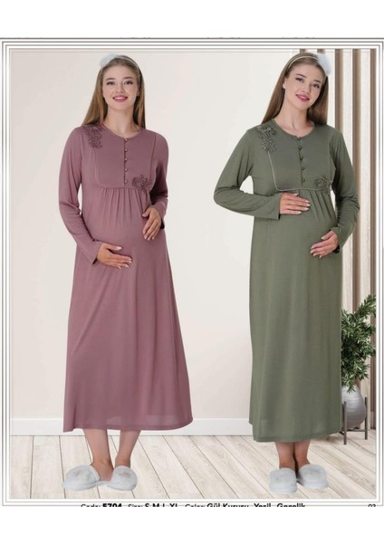 Pijama 5704 Yeşil Hamile Lohusa Gecelik