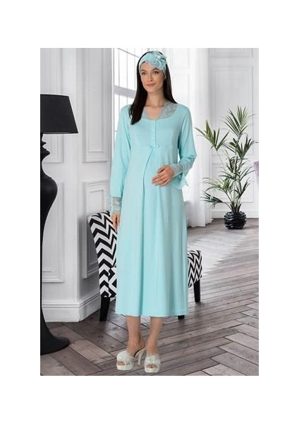 Pijama 5312 Turkuaz Hamile Lohusa Gecelik