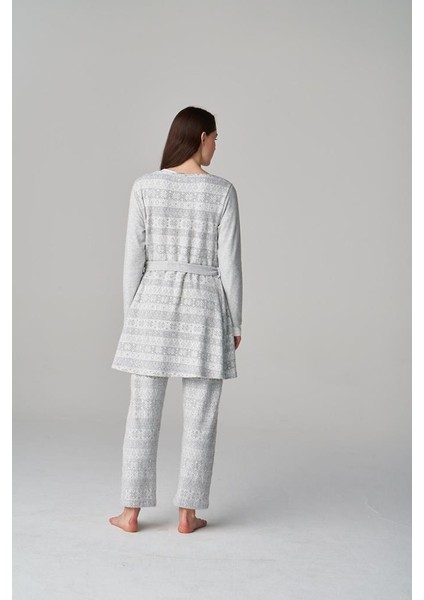 Pijama 4657 Gri 3lü Hamile Lohusa Pijama Sabahlık Tk fırsatları