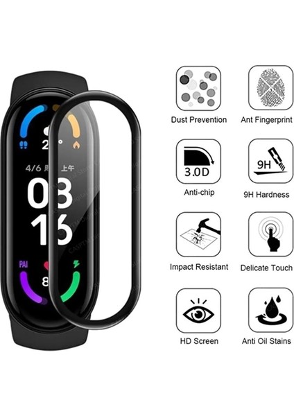 Xiaomi Mi Band 5 ve 6 Uyumlu A+ Yüksek Kalite 5d Tam Kaplayan Kırılmaz Nano Ekran Koruyucu