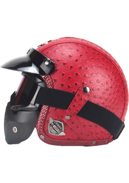 Retro Harley Kask Deri Kişilik Kask Elektrikli Yarım Kask Kask (Yurt Dışından)