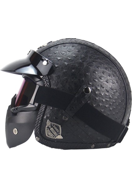 Retro Harley Kask Deri Kişilik Kask Elektrikli Yarım Kask Kask (Yurt Dışından)
