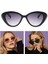 Cat Eye Güneş Gözlüğü Kadın Gözlük Moda UV400 Vintage Style 80 70'lerin Siyahı 5