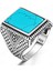 925 Ayar Gümüş Sade Turkuz Firüze Taşlı Erkek Yüzük 2