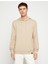Basic Kapşonlu Sweatshirt Etiket Baskılı Uzun Kollu 3