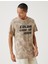 Çiçek Desenli Tişört Slogan Baskılı Bisiklet Yaka Kısa Kollu 1