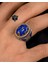 Gümüş 925 Ayar Gümüş Erkek Yüzüğü Lapis Taşlı Zirkon Taş Süslemeli 2