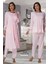 Kadın Pembe Emzirme Özellikli Sabahlıklı Lohusa Hamile Pijama Takımı 2018 1
