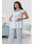 Kadın Mavi Desenli Lohusa Hamile Pijama Takımı 6012 1