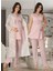 Kadın Pembe Lohusa Hamile Sabahlıklı Pijama Takımı 8034 1