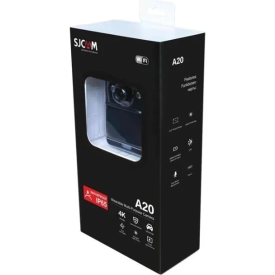 SJCAM A20 Vücut Kamerası Güvenlik Polis Ekipmanı IP65 FullHD Video 2.33” Dokunmatik Ekran 16MP Siyah