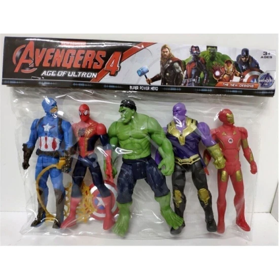 Avengers 5'li Figür Oyuncak Thanos Örümcek Adam Ironman Hulk Kaptan Amerika 12 cm