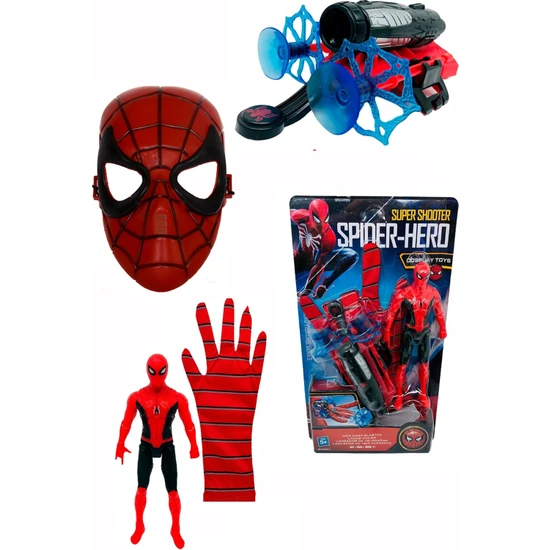 Spiderman Örümcek Adam Ok Atan Ağ Fırlatan Eldiven ve Spiderman Maske