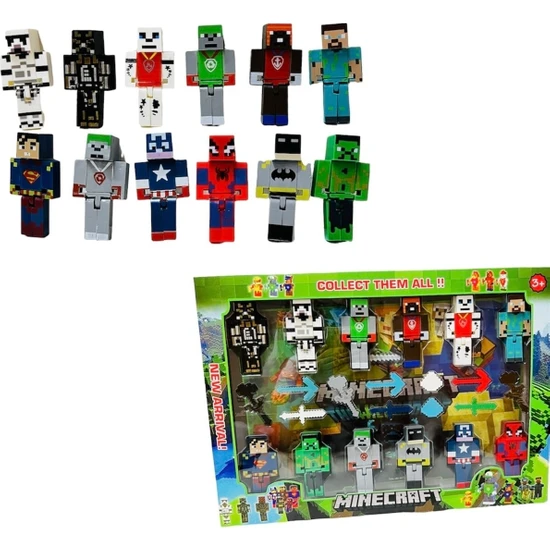 Minecraft 12'li Süper Kahraman Oyuncak Figürleri 23 Parça LEGO Yapı Oyuncak Figür