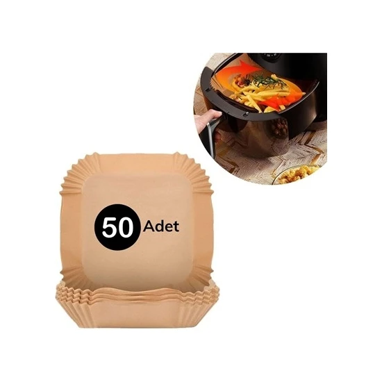 Proavm 50 Adet Air Fryer Pişirme Kağıdı Tek Kullanımlık Hava Fritöz Yağ Geçirmez Yapışmaz Kare Tabak Model