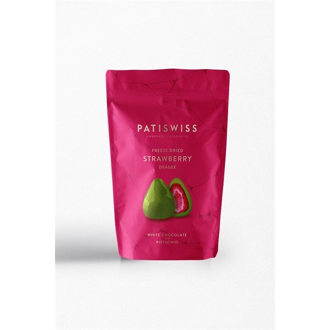 Patiswiss Antep Fıstıklı Beyaz Çikolatalı Çilek Draje 80g