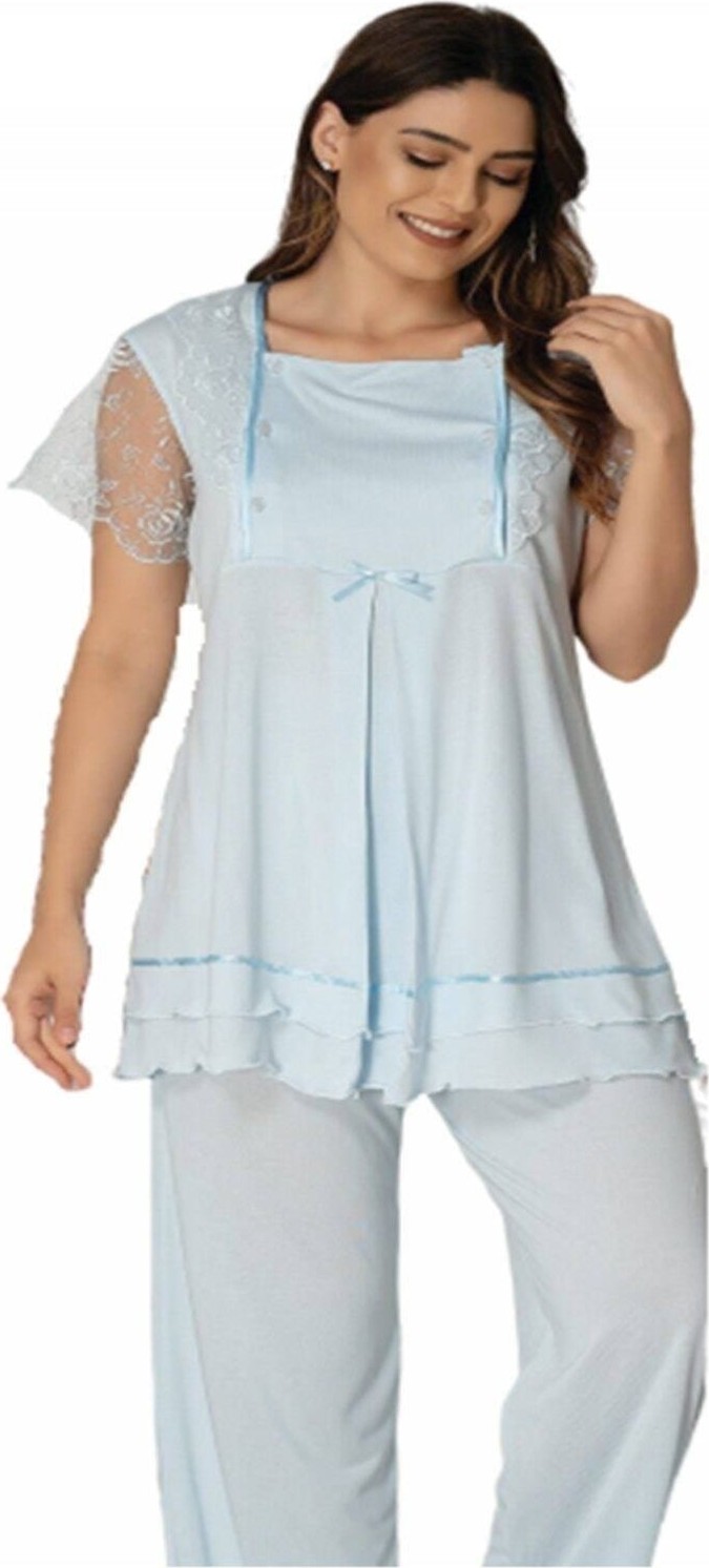 Effort Puerpera Effort Lacivert Hamile Lohusa Kısa Kol Pijama Takım 2051 görsel 4