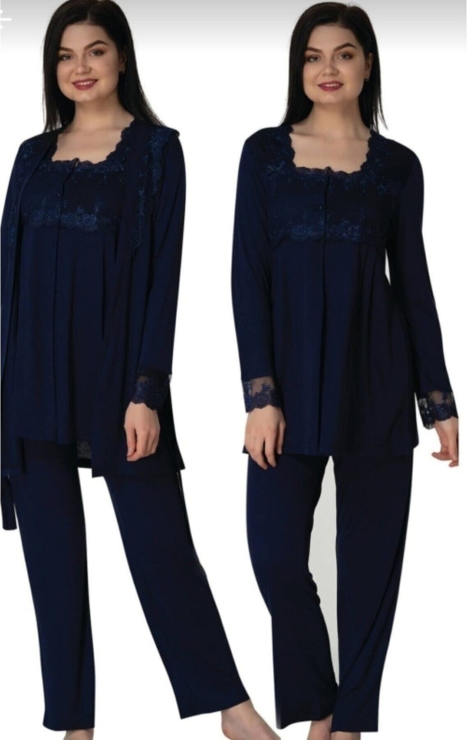 Effort Puerpera Effort Kadın Mavi Hamile Lohusa Sabahlık Pijama Takımı 2401