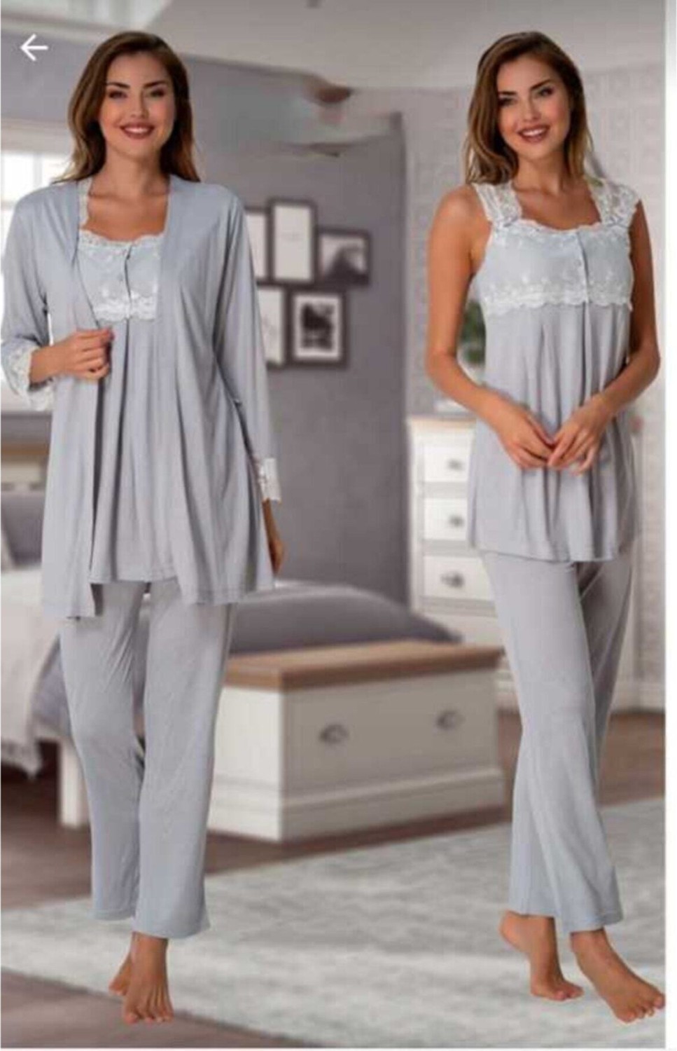 Effort Puerpera Effort Kadın Mavi Hamile Lohusa Sabahlıklı Pijama Takımı 2301 görsel 5
