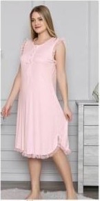 Limissi 313 Pembe Hamile Lohusa Dantelli Gecelik