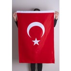 Zc Bayrak Türk Bayrağı 100x150 cm Kırmızı Alpaka Kumaş Aplike Dikiş 1 Adet