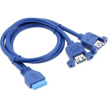 Alfais 4994 USB 3.0 19 20 Pin Dişi To 2x Anakart Panel Tipi Kablo