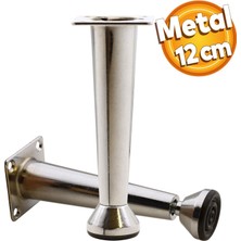 Badem10 Mobilya Sehpa Puf Zigon Metal Ayağı Ayarlanabilir Krom Ayak 12 cm