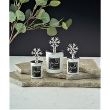 Tiem Concept Dekoratif Gümüş Kartaneli Beyaz Bardak Vanilya Kokulu Mum Seti ( 3 'lü )