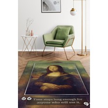 Homshtag Mona Lisa Da Vinci Dokuma Tabanlı Yıkanabilir Kaymaz Sanat Sever Halısı