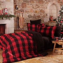 Karaca Home Mountain Tek Kişilik Kırmızı-Siyah Desenli Cozy Comfort Pamuk Yatak Seti 160 x 220 cm