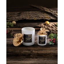 Tiem Concept Dekoratif Gold Yapraklı Beyaz 2'li Bardak Mumluk Seti