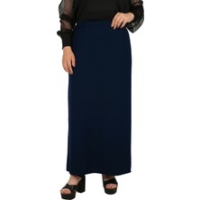 Butik Uzun Büyük Beden Battal Yırtmaçlı Astarlı Krep Anne Eteği
