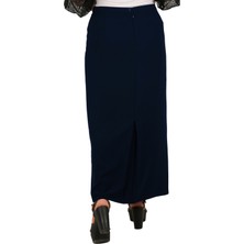 Butik Tesettür Büyük Beden Kapalı Yırtmaç Astarlı Krep Düz Anne Eteği