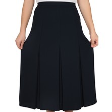 Butik Ara Boy Büyük Beden Fişekli Astarlı Krep Kloş Anne Eteği