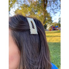 Sıne Accessory Incili Dikdörtgen Çıtçıt Saç Tokası