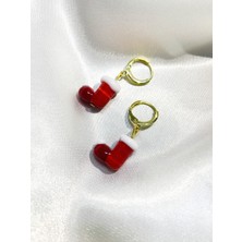 Sıne Accessory Yeniyıl Kırmızı Çorap Küpe