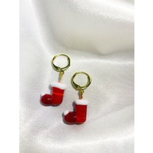 Sıne Accessory Yeniyıl Kırmızı Çorap Küpe