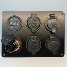 HT Marin Switch Panel Çakmak, Çift Usb, Çift Çakmaklık, Voltmetre