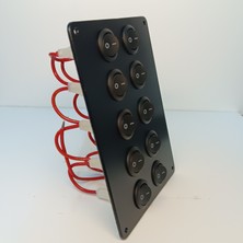 HT Marin Switch Panel 10'lu, Siyah Düğmeli