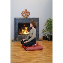 Haniel Zafu Meditasyon Yoga Yer Minderi Bordo Jakarlı Desenli Yogi Hediye Lüks Modern Stüdyo