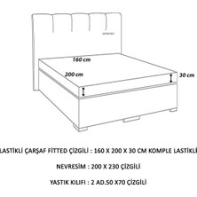 Tekstil Home Lüx Otel Serisi Çift Kişilik Pamuk Saten Nevresim Takımı Çarşaf Lastikli Fitted 160 x 200 cm