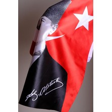 Zc Bayrak K.Atatürk İmzalı Türk Bayrağı Saten Kumaş Dijital Baskı 600x900 cm