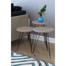 The Violet Star 3 Lü Yuvarlak Zigon  Servis Sehpası- Kordoba