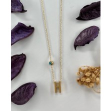 Purplefly Jewels Nazar Boncuklu Gold Renk Kararmaz H Harf Çelik Kolye PRP-Ç0129