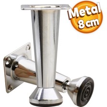 Badem10 Mobilya Dolap Kanepe Koltuk Sehpa Puf Zigon Metal Ayağı Ayarlanabilir Krom Ayakları 8 Cm