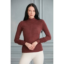 Jerusalema Kadın Vişne Çürüğü Kol Detaylı Trikokazak