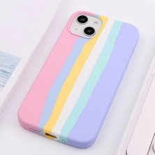 Enfein Iphone 14 Ile Uyumlu Kılıf Rainbow Silikon Apn-Rw Arka Kapak Candy