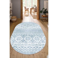 Napoli Home Dijital Baskılı Kaymaz Taban Yıkanabilir Oval Salon Halısı Mutfak Halısı Yolluk NDO-HT-989
