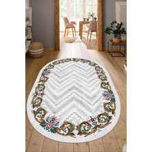Dijital Baskılı Kaymaz Taban Yıkanabilir Oval Salon Halısı Mutfak Halısı Yolluk NDO-SD-238